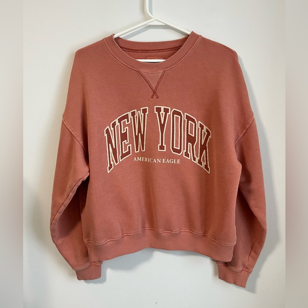 American Eagle Sweatshirt Crew Neck Oversized Casual Loungewear Varsity Size S